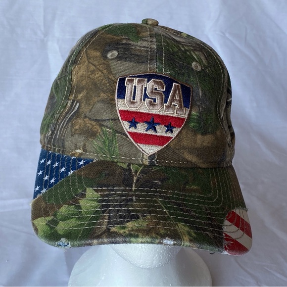 USA Mossy Oak Realtree Flag hat cap adult - Picture 1 of 6